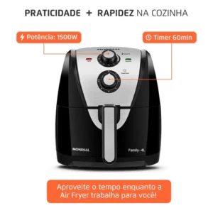 Fritadeira Sem Óleo Air Fryer 4L Mondial Preto/inox - Air Fryer