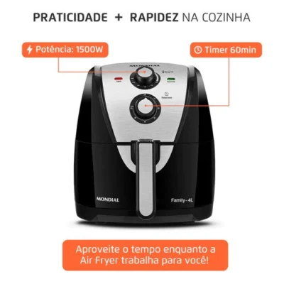 Fritadeira Sem Óleo Air Fryer 4L Mondial Preto/inox - Air Fryer